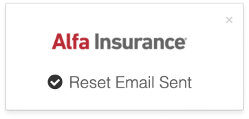 Alfa Insurance Reset Email Sent Example Graphic